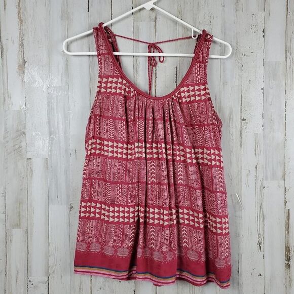 Lucky Brand Geo Print Tank Top Red Size Small - Picture 1 of 8